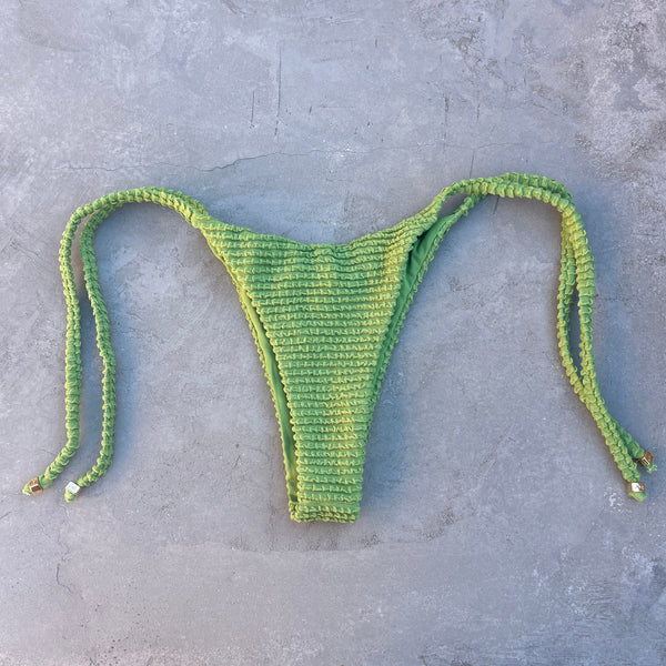 Matcha Green Textured Karina Seamless Side Tie Bikini Bottom-0