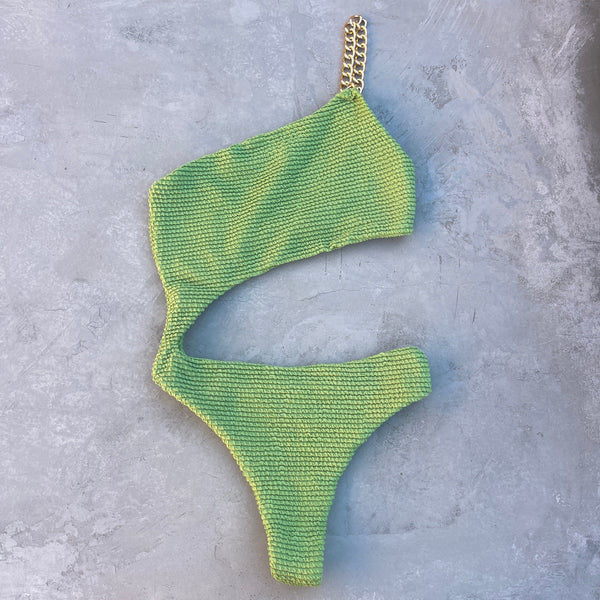 Matcha Green Textured Silvia One Piece Swimwear-0