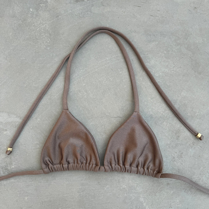 Chestnut Glow Triangle Bikini Top-0