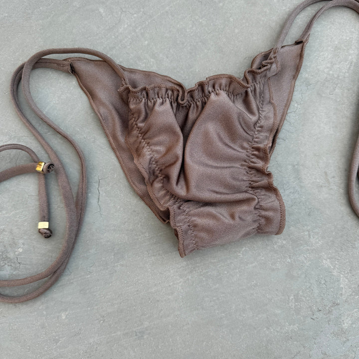 Chestnut Glow Ripple Side Tie Bikini Bottom-2