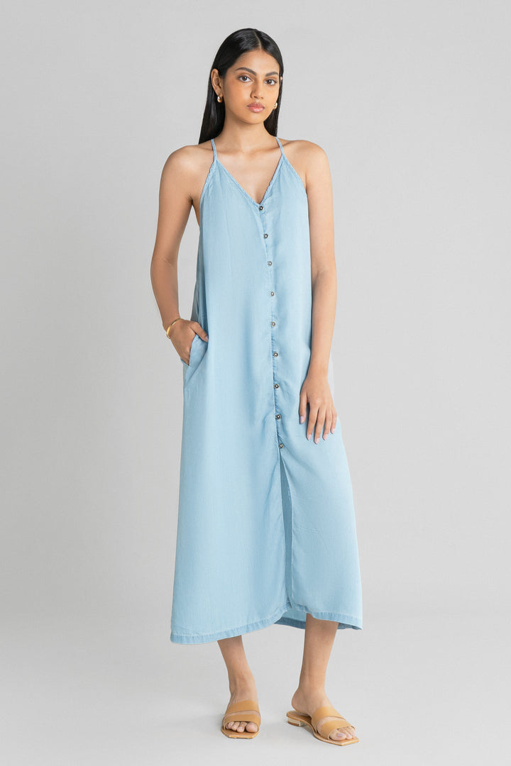 In The Mood For Love Denim Midi Dress-3