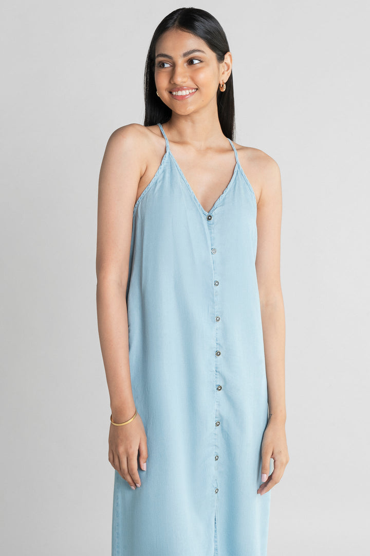 In The Mood For Love Denim Midi Dress-4