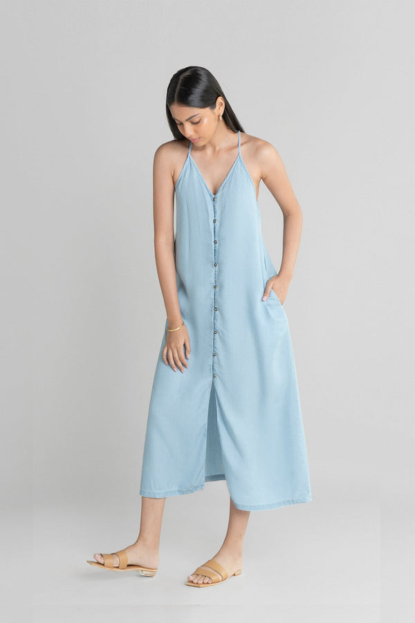 In The Mood For Love Denim Midi Dress-0