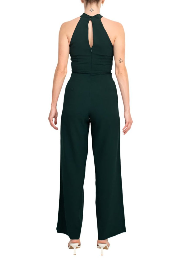 Julia Jordan Crossed Neck Keyhole Racerback Solid Crepe Jumpsuit-3