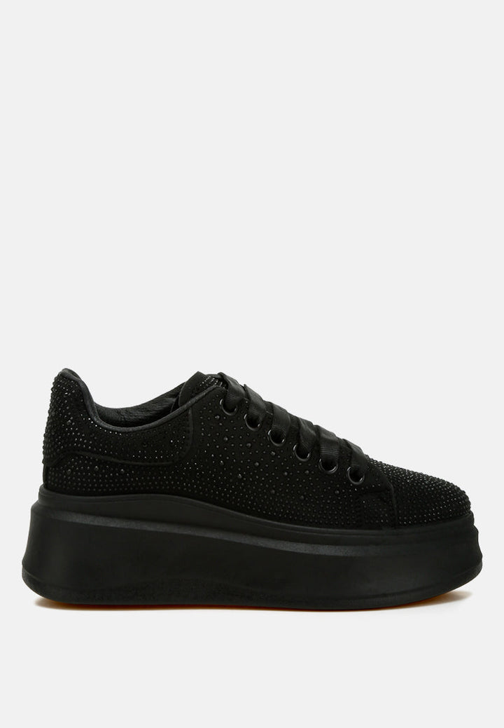 Jitter Bug Rhinestones Embellished Chunky Sneakers-6
