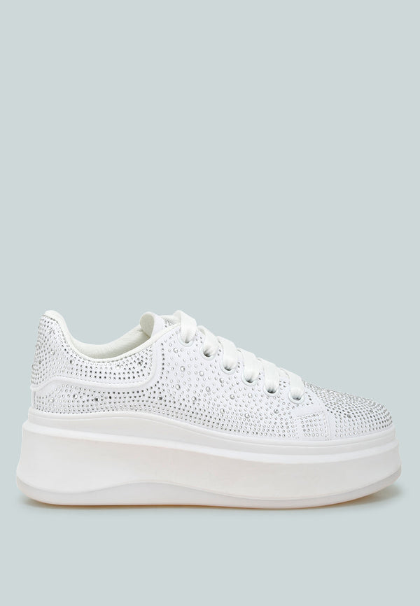 Jitter Bug Rhinestones Embellished Chunky Sneakers-5