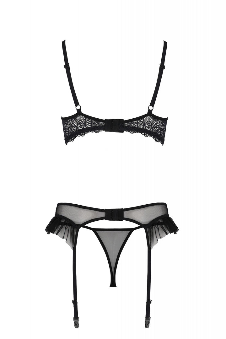 Sexy Open Cup Bra Garter Belt String Set Passion Kerria-3