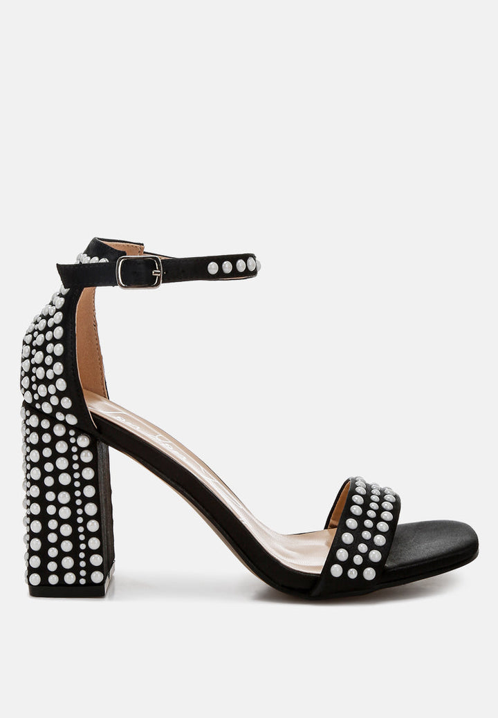 Klebba Pearls Embellished Satin Sandals-7