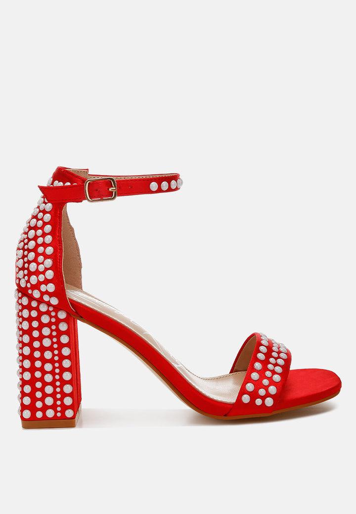 Klebba Pearls Embellished Satin Sandals-6