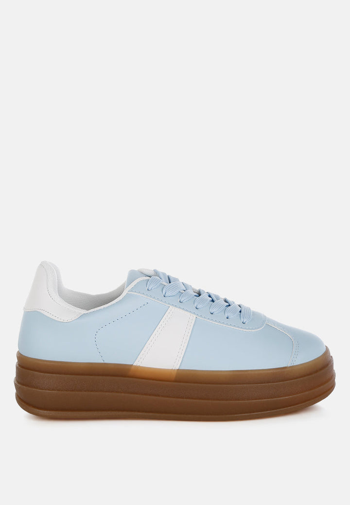Knockout Faux Leather Lace-Up Sneakers-0