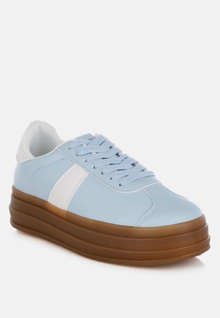 Knockout Faux Leather Lace-Up Sneakers-1