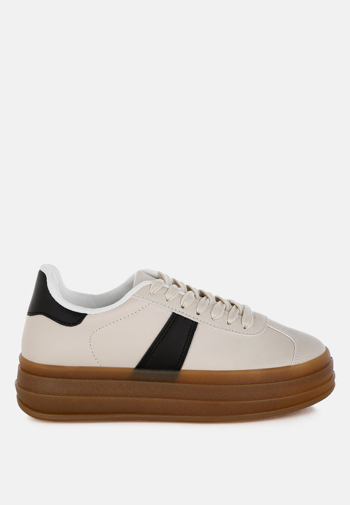 Knockout Faux Leather Lace-Up Sneakers-5