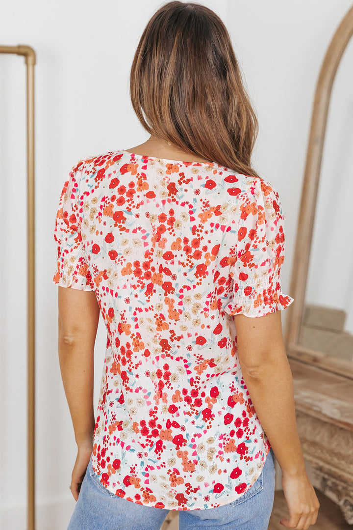 Inaya Ruffle Bubble Sleeve Blouse-1
