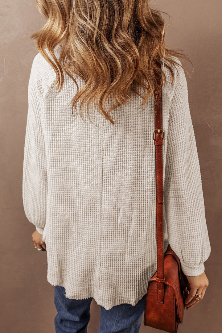 Lyla Waffle Buttoned Top-1