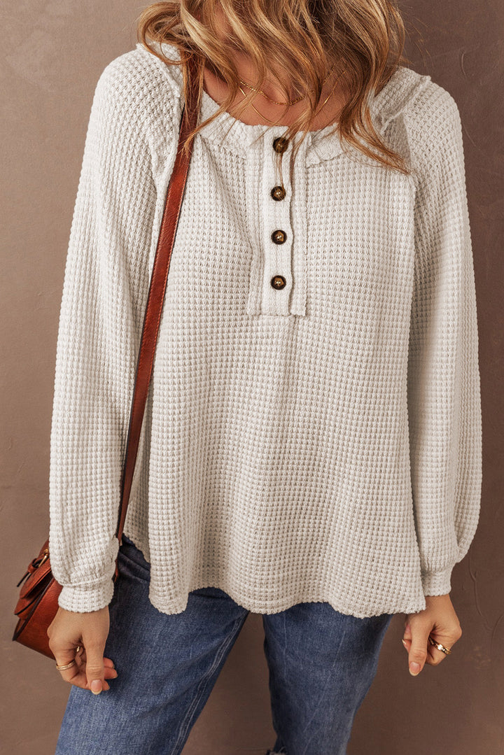Lyla Waffle Buttoned Top-2