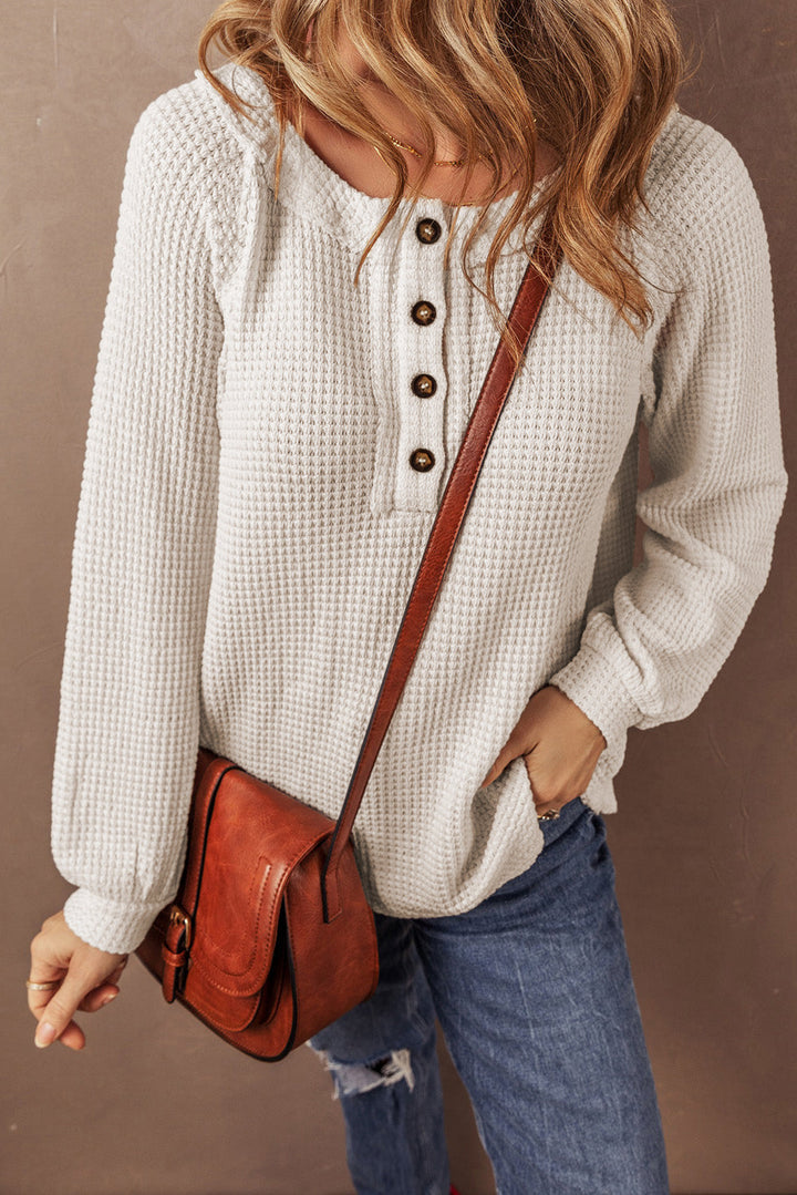 Lyla Waffle Buttoned Top-4