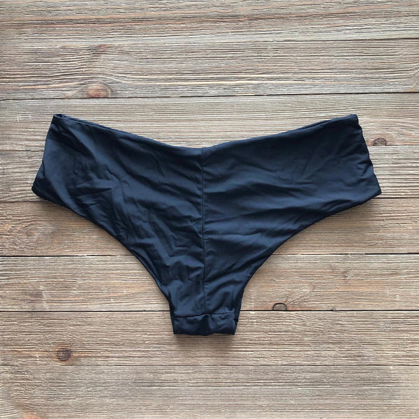 Light Black Shortie Cheeky Bikini Bottom-0