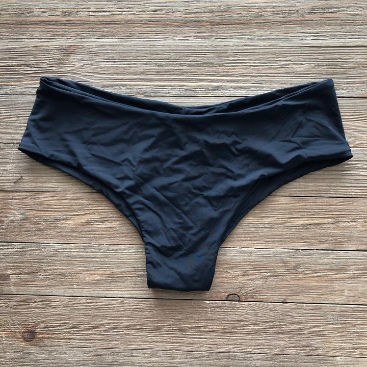 Light Black Shortie Cheeky Bikini Bottom-1