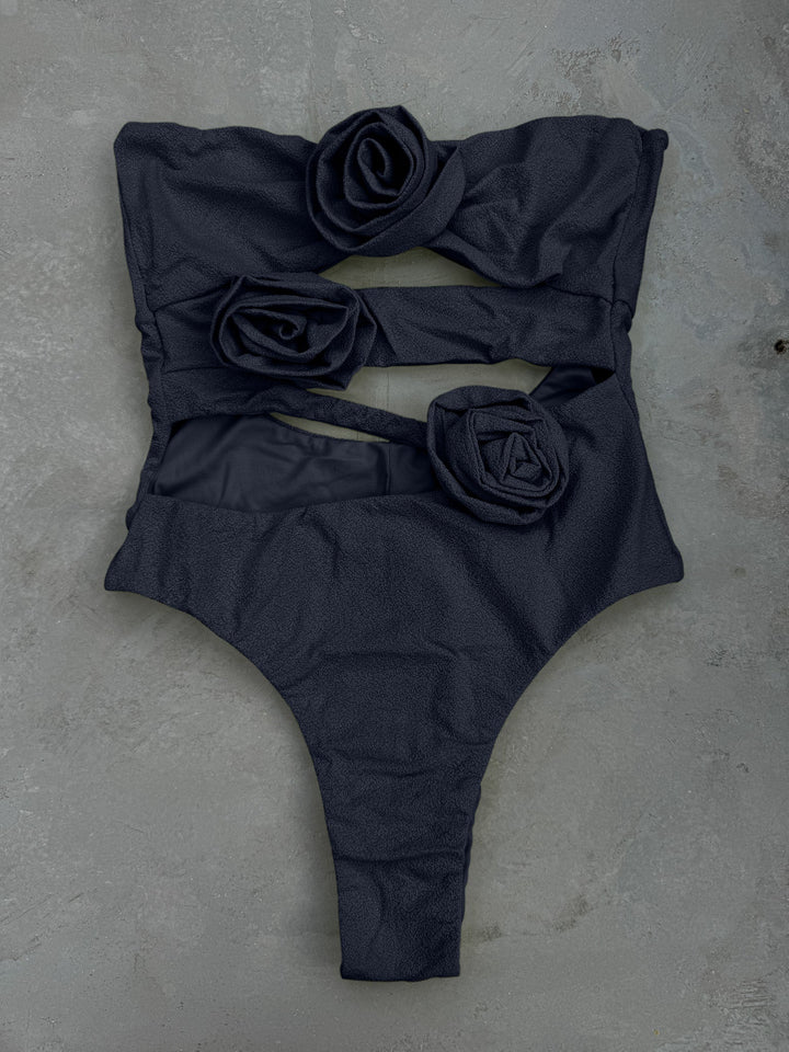 Laurice Black Seashore Textured One Piece Swimsuit-0