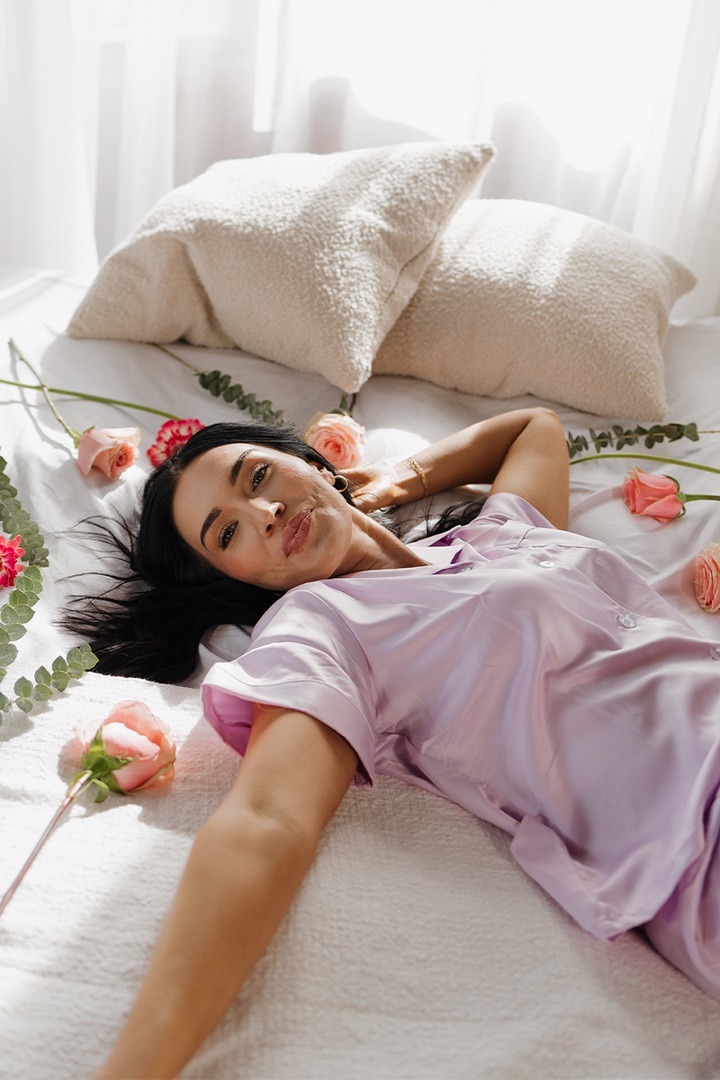 Lavender Satin Pajamas-1