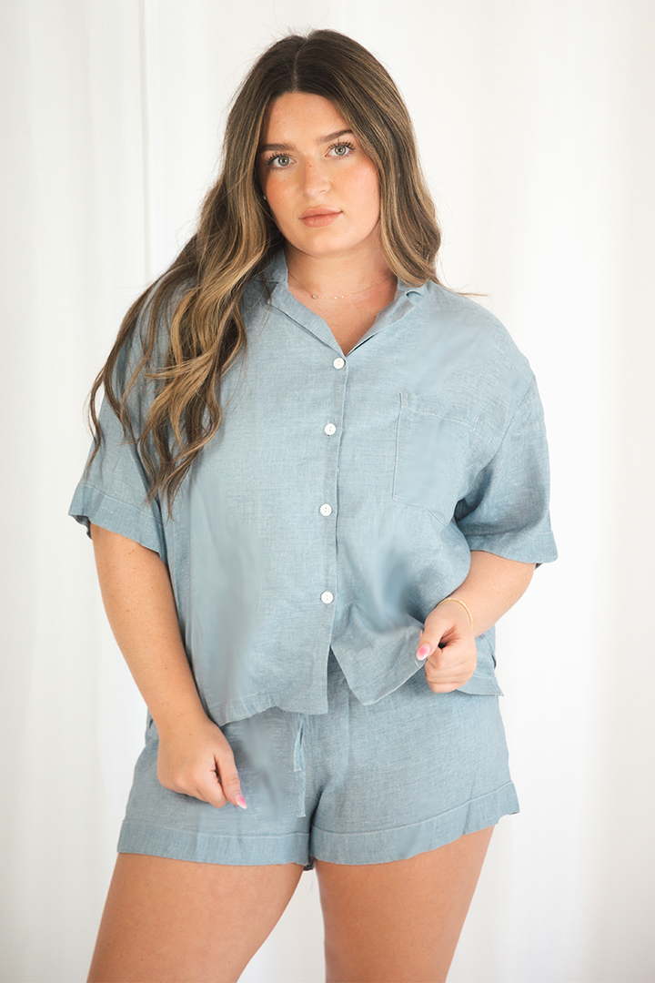 Light Blue Linen Matching Set-2
