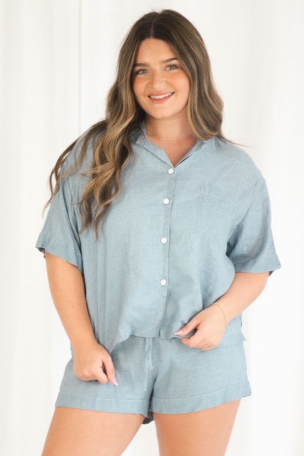 Light Blue Linen Matching Set-0