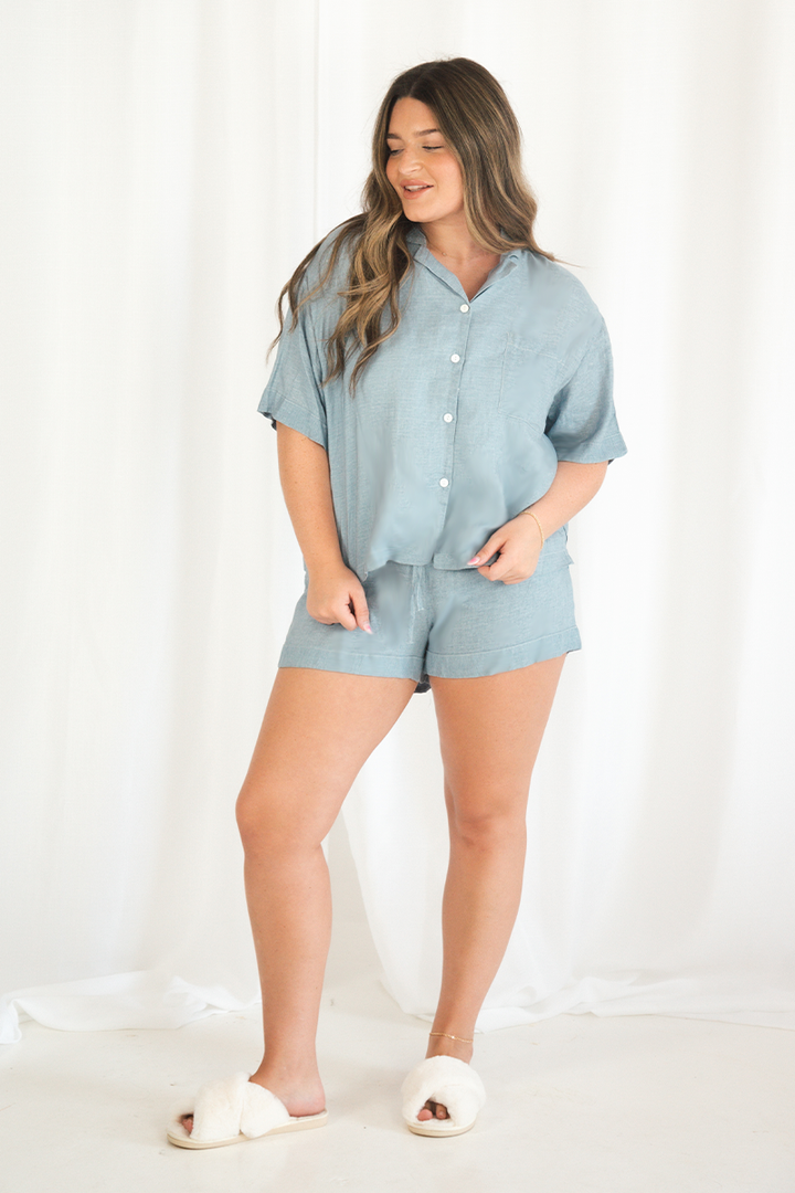 Light Blue Linen Matching Set-3