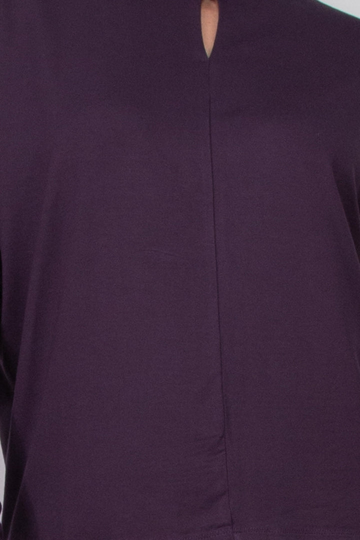 Catherine Malandrino High Neck Keyhole Front Long Sleeve Solid Knit Top-4