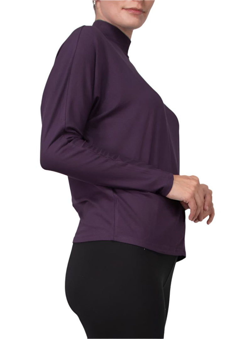 Catherine Malandrino High Neck Keyhole Front Long Sleeve Solid Knit Top-1