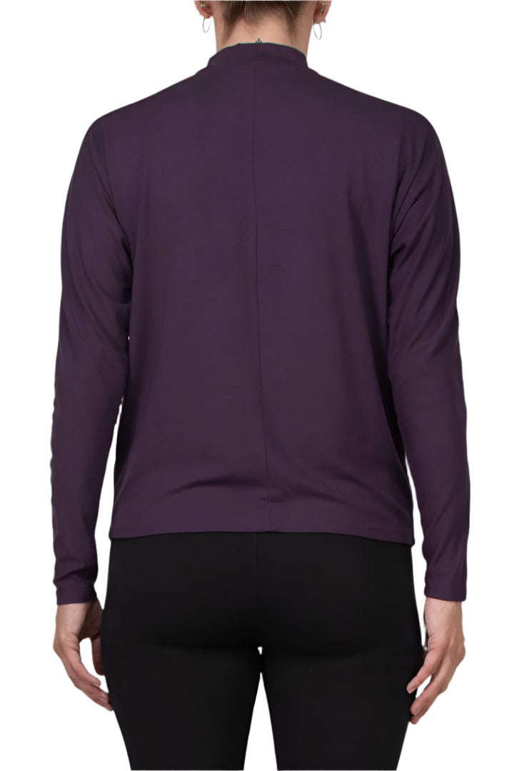 Catherine Malandrino High Neck Keyhole Front Long Sleeve Solid Knit Top-2