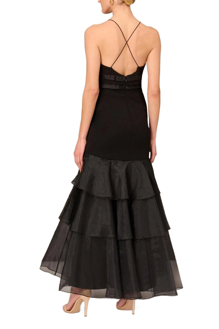 Aidan Mattox Tiered Halter Trumpet Ruffled Long Dress-2