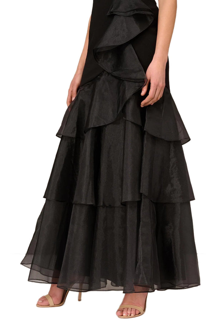 Aidan Mattox Tiered Halter Trumpet Ruffled Long Dress-4