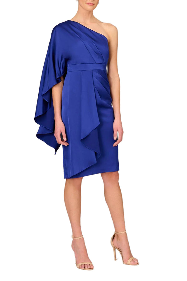 Aidan Mattox Draped One Shoulder Sheath Dress-0
