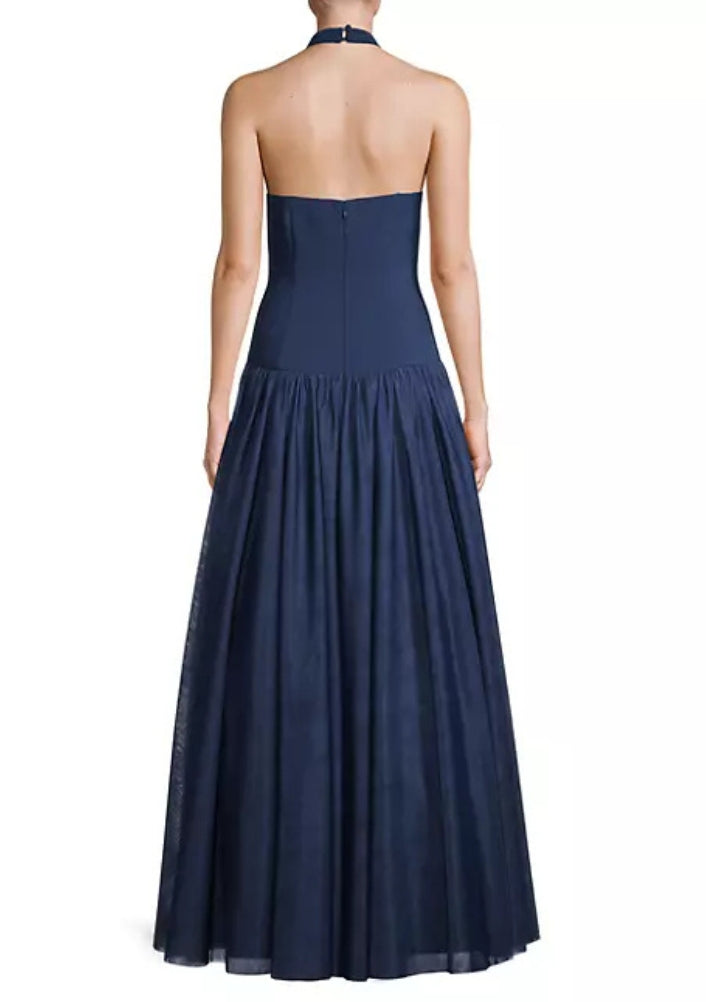 Aidan Mattox Halter Neckline Sleeveless Drop Waist Ball Gown-1