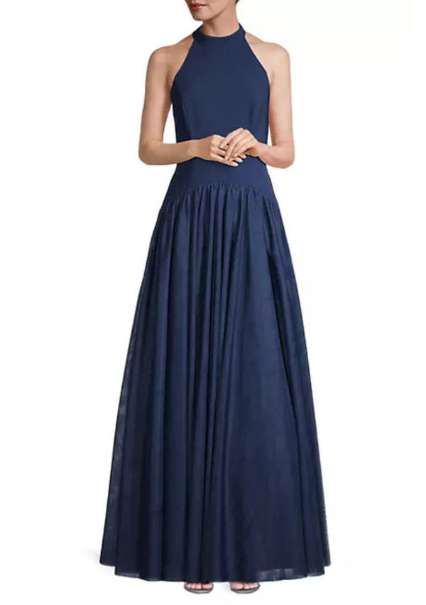 Aidan Mattox Halter Neckline Sleeveless Drop Waist Ball Gown-0