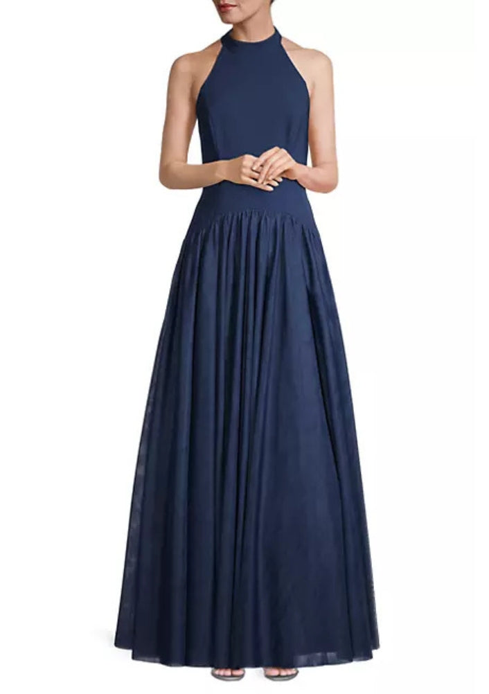 Aidan Mattox Halter Neckline Sleeveless Drop Waist Ball Gown-0