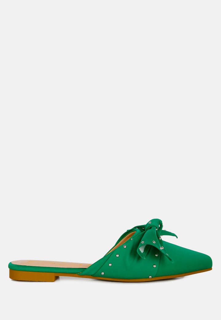 Makeover Studded Bow Flat Mules-0