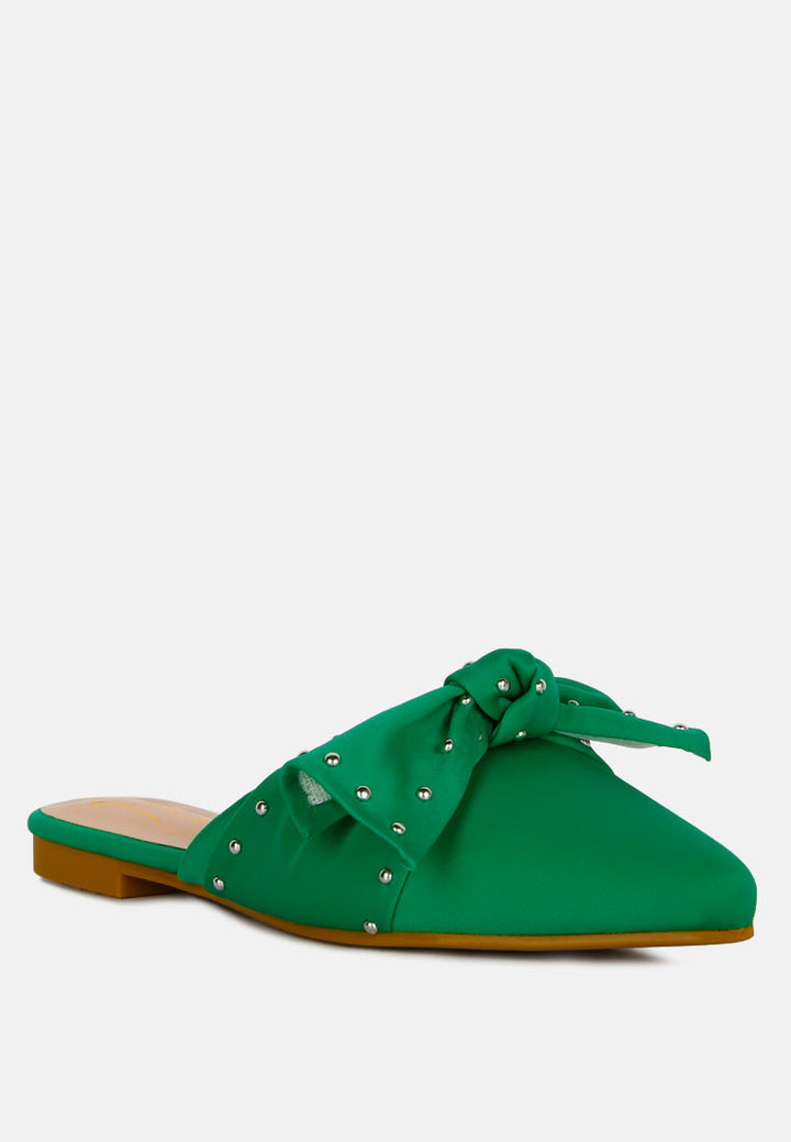 Makeover Studded Bow Flat Mules-1