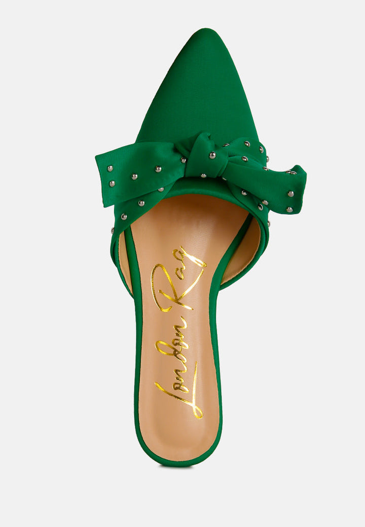 Makeover Studded Bow Flat Mules-3