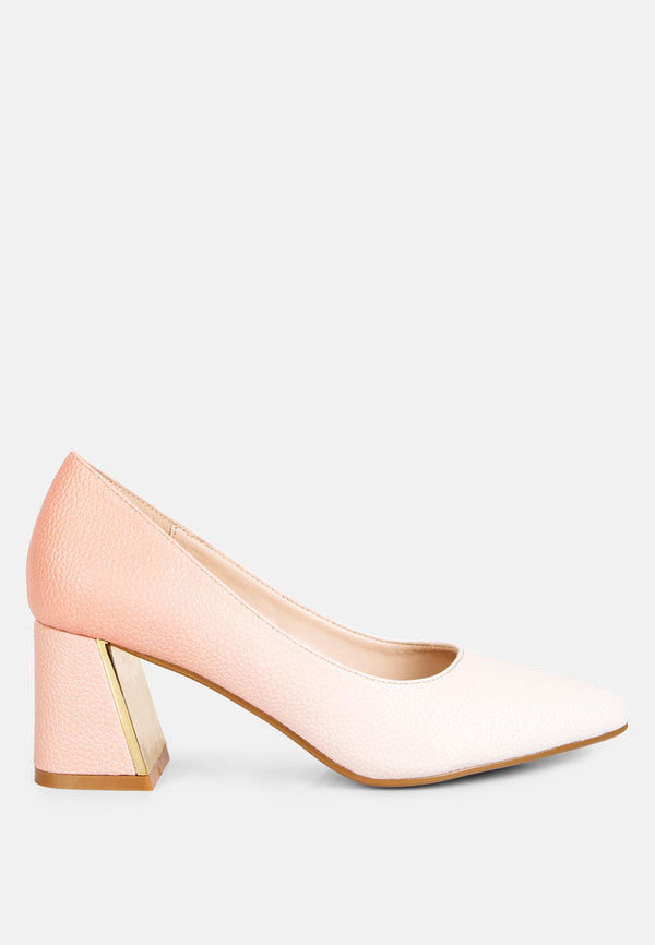 Harlow Metallic Accent Block Heel Pumps-5