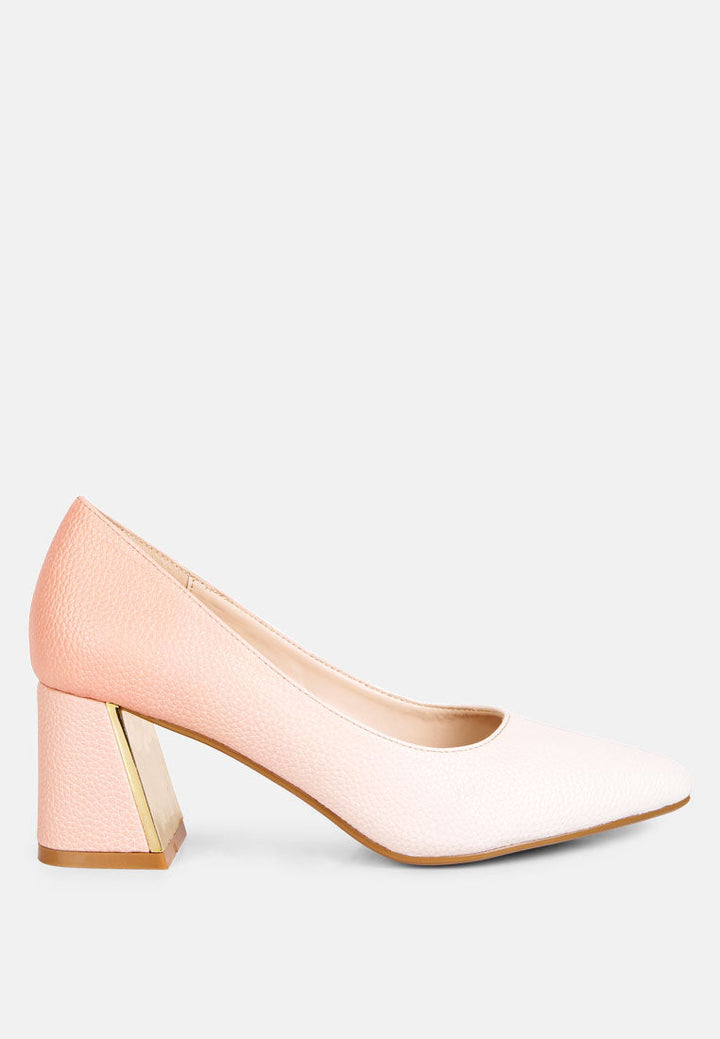 Harlow Metallic Accent Block Heel Pumps-5