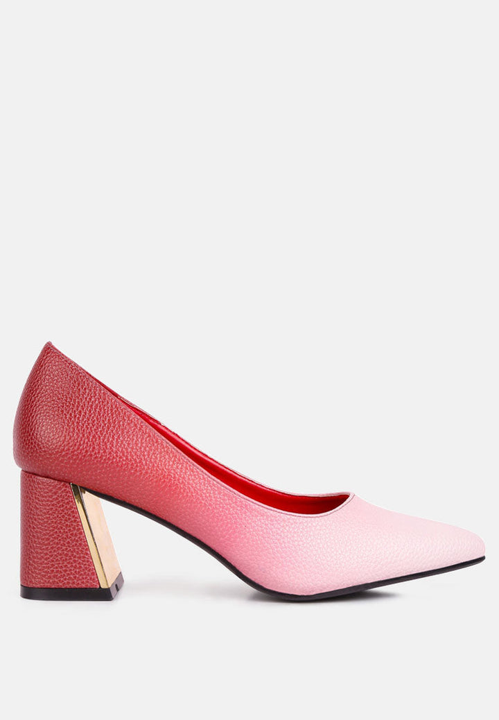 Harlow Metallic Accent Block Heel Pumps-6