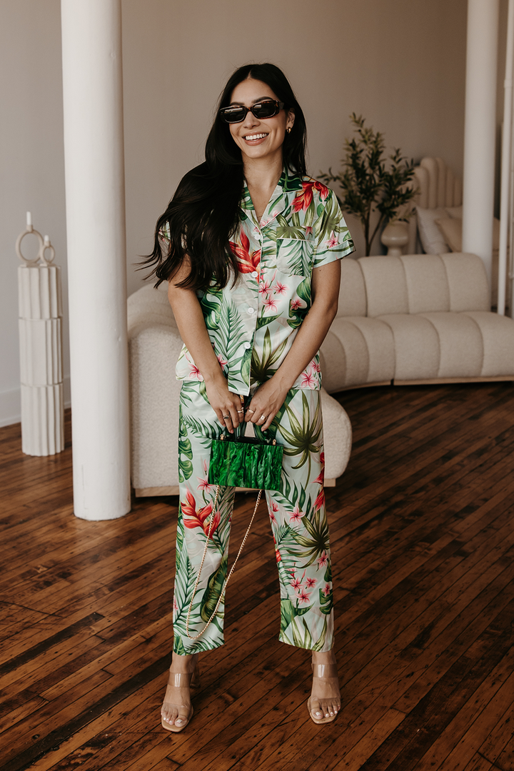 Mint Tropical Pajama Pants set-4