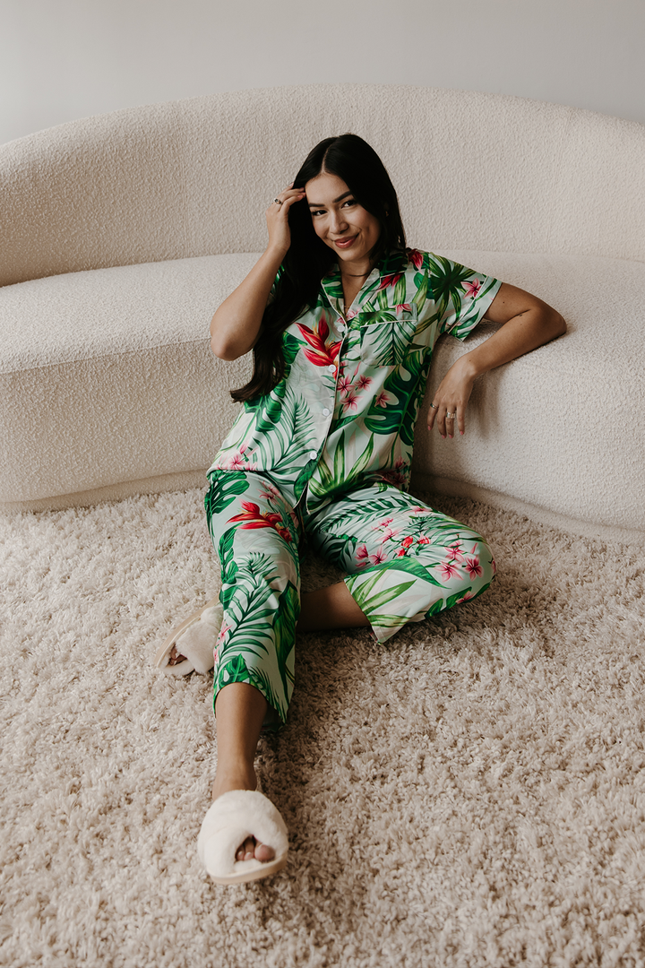 Mint Tropical Pajama Pants set-1