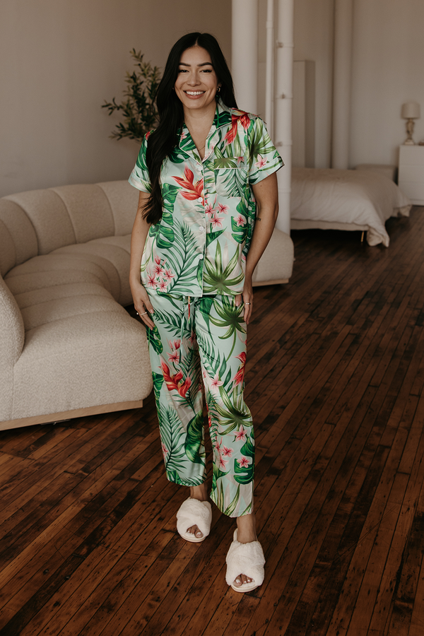 Mint Tropical Pajama Pants set-0