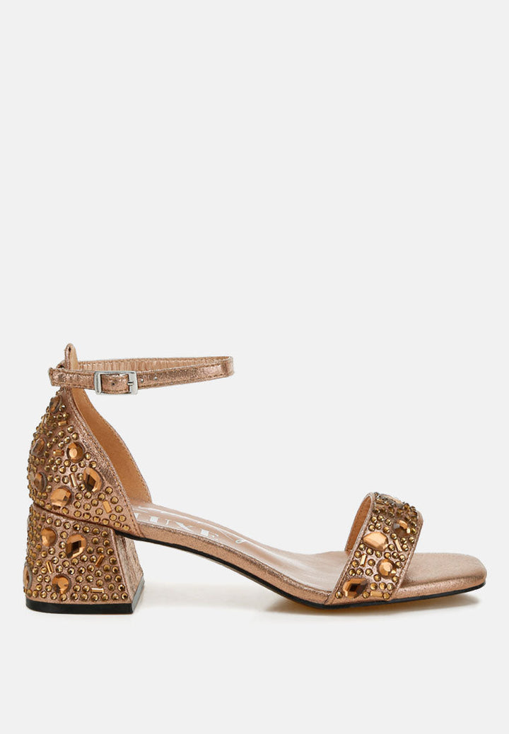 Nocturnal Rhinestone Embellished Shimmer Sandals-6