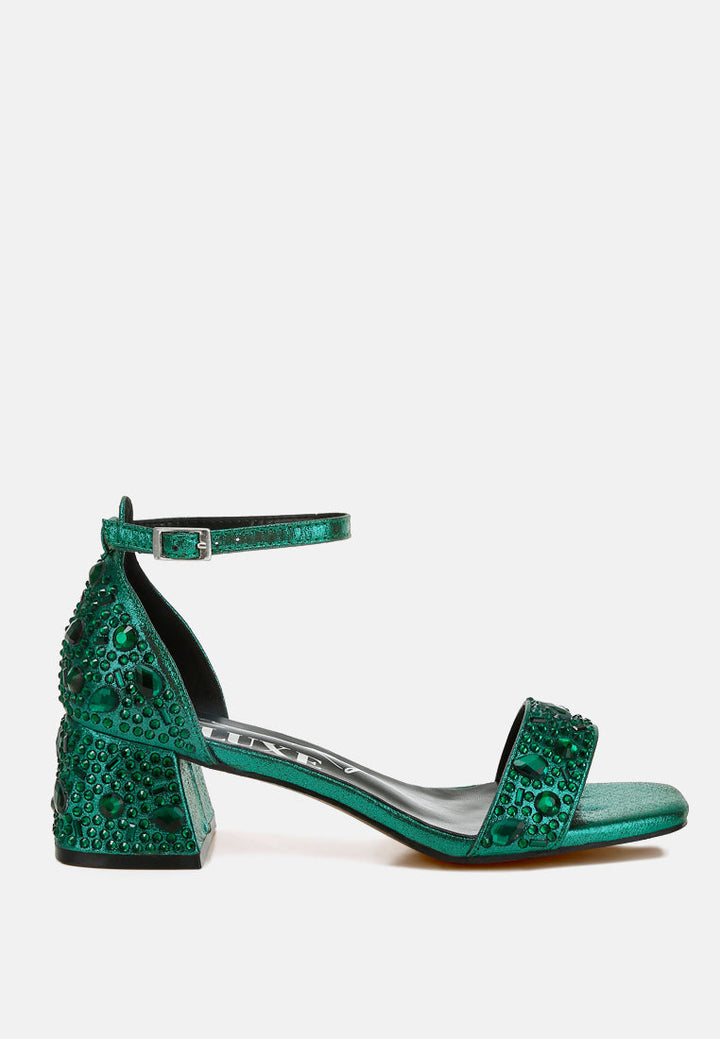 Nocturnal Rhinestone Embellished Shimmer Sandals-5