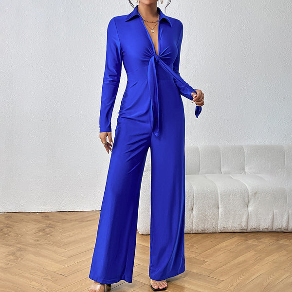 Women Autumn Best Solid Color Wide Leg Jumpsuit Women