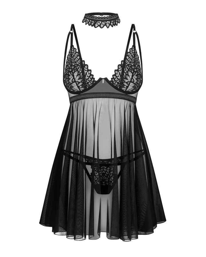 Sheer Mesh Babydoll & String Panty Obsessive Donarella-2