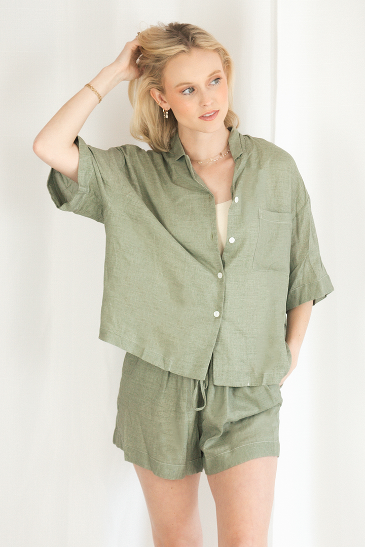 Olive Linen Matching Set-1
